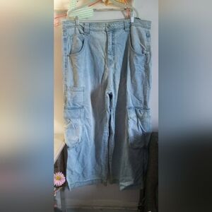 Zumiez Light Blue Cargo Wide Leg Jeans